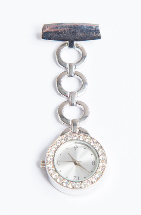 Florence Roby Silver Diamante Fob Watch 