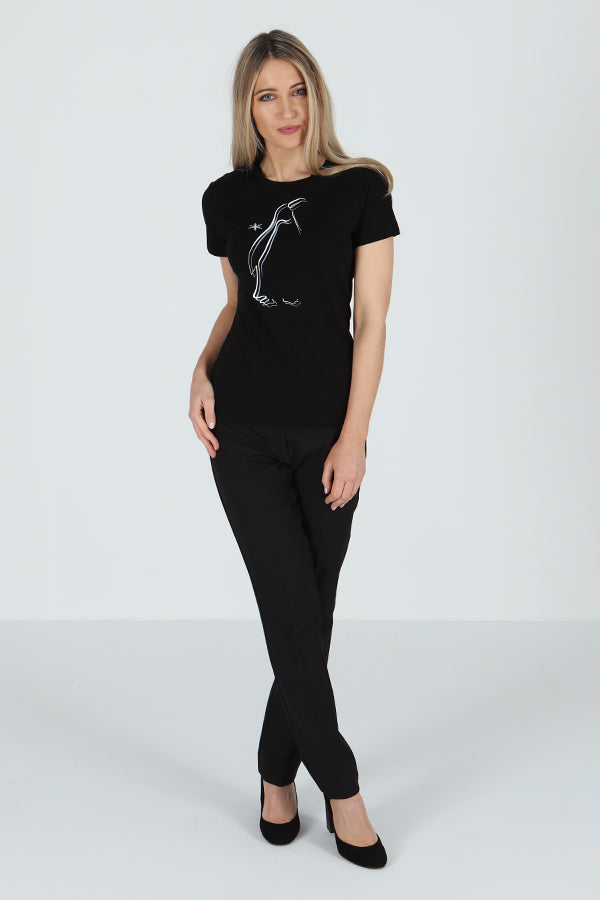Ladies T Shirt - Short Sleeve - Festive Penguin Print